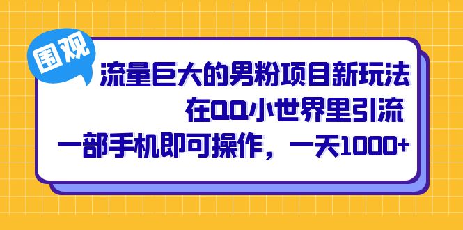 流量巨大的男粉项目新玩法，在QQ小世界里引流 一部手机即可操作，一天1000+-飞鱼网创