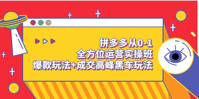 拼多多从0-1全方位运营实操班：爆款玩法+成交高峰黑车玩法（价值1280）-飞鱼网创