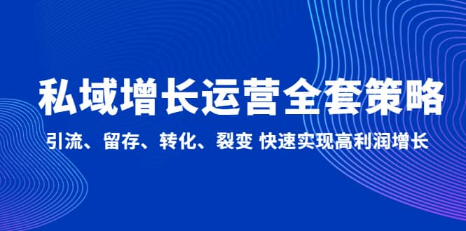 私域增长运营全套策略：引流、留存、转化、裂变 快速实现高利润增长-飞鱼网创