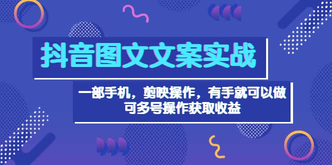 抖音图文毒文案实战：一部手机 剪映操作 有手就能做，单号日入几十 可多号-飞鱼网创