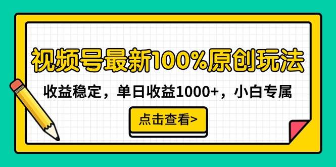 视频号最新100%原创玩法，收益稳定，单日收益1000+，小白专属-飞鱼网创