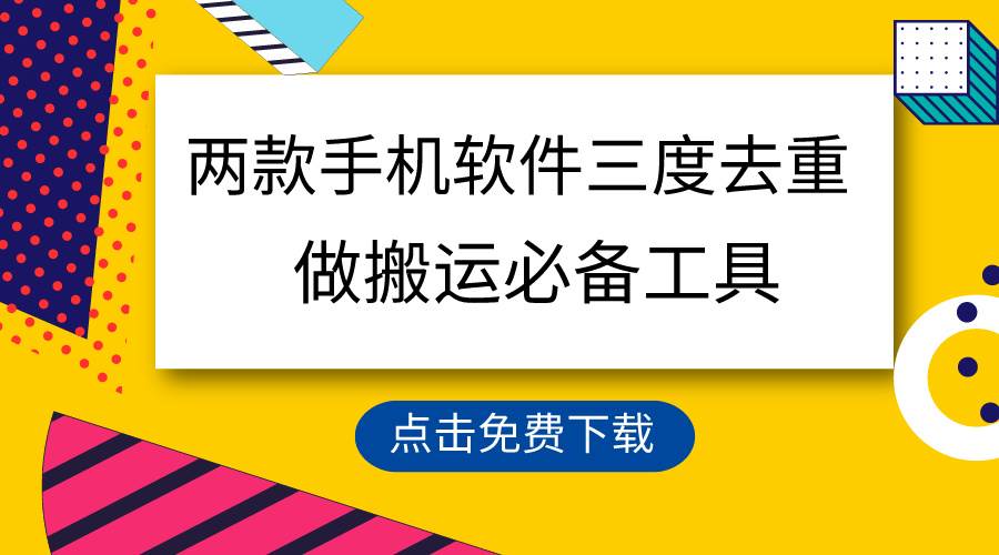 用这两款手机软件三重去重，100%过原创，搬运必备工具，一键处理不违规…-飞鱼网创