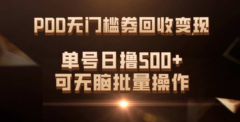 PDD无门槛券回收变现，单号日撸500+，可无脑-飞鱼网创