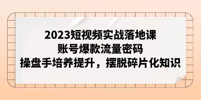 2023短视频实战落地课，账号爆款流量密码，操盘手培养提升，摆脱碎片化知识-飞鱼网创