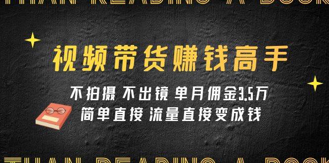 视频带货赚钱高手课程：不拍摄 不出镜 单月佣金3.5w 简单直接 流量直接变钱-飞鱼网创