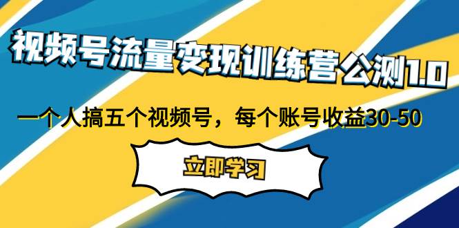 视频号流量变现训练营公测1.0：一个人搞五个视频号，每个账号收益30-50-飞鱼网创