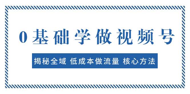 0基础学做视频号：揭秘全域 低成本做流量 核心方法  快速出爆款 轻松变现-飞鱼网创