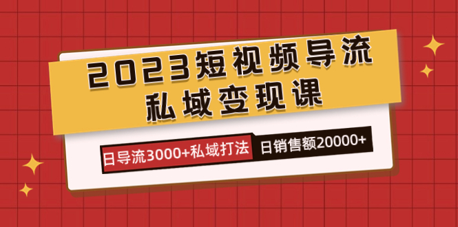 2023短视频导流·私域变现课，日导流3000+私域打法  日销售额2w+-飞鱼网创