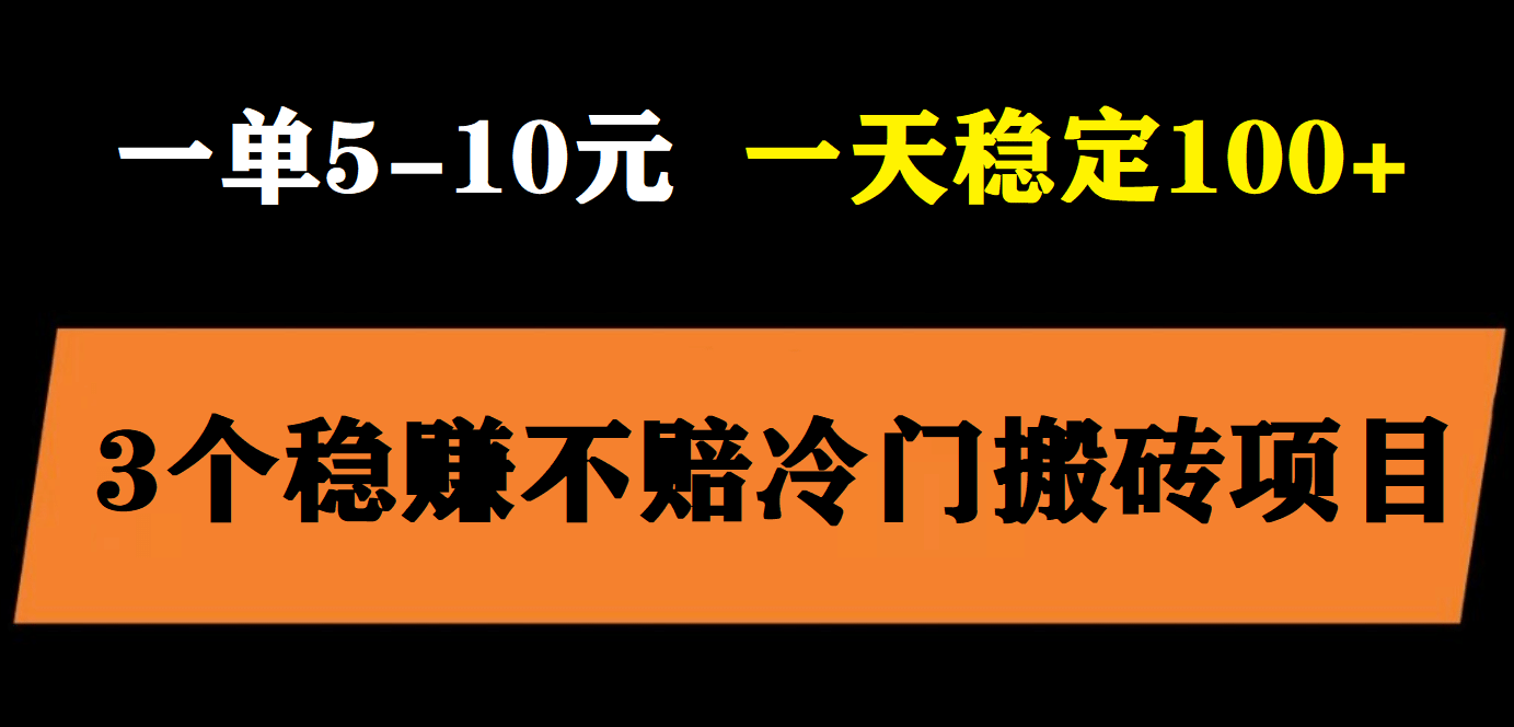 3个最新稳定的冷门搬砖项目，小白无脑照抄当日变现日入过百-飞鱼网创