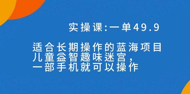 一单49.9长期蓝海项目，儿童益智趣味迷宫，一部-飞鱼网创