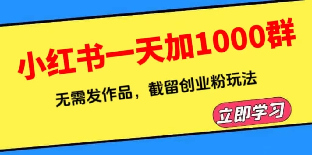 小红书一天加1000群，无需发作品，截留创业粉玩法 （附软件）-飞鱼网创