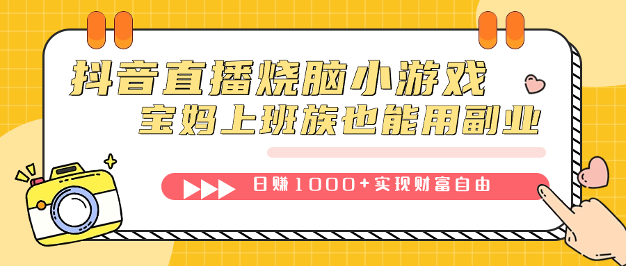 抖音直播烧脑小游戏，不需要找话题聊天，宝妈上班族也能用副业日赚1000+-飞鱼网创