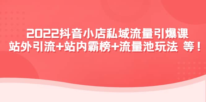 2022抖音小店私域流量引爆课：站外Y.L+站内霸榜+流量池玩法等等-飞鱼网创