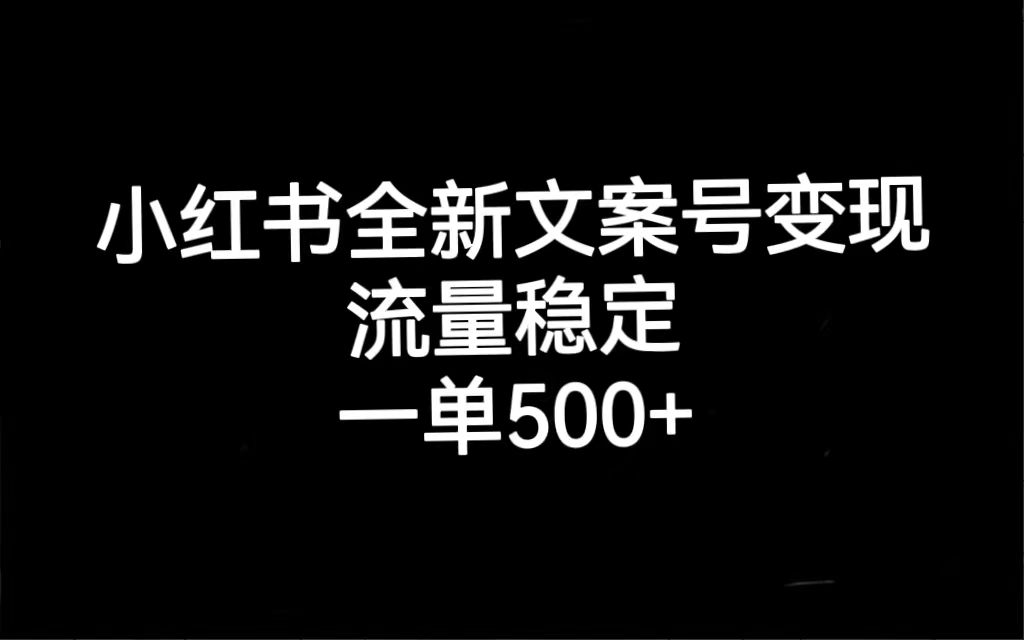 小红书全新文案号变现，流量稳定，一单收入500+-飞鱼网创