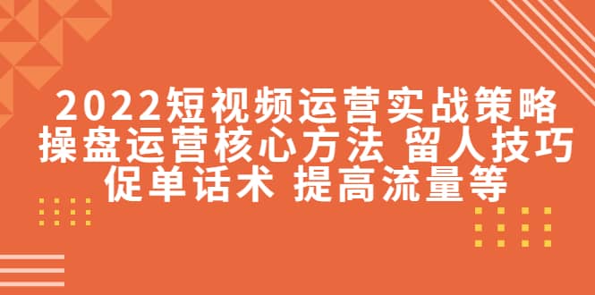 2022短视频运营实战策略：操盘运营核心方法 留人技巧促单话术 提高流量等-飞鱼网创