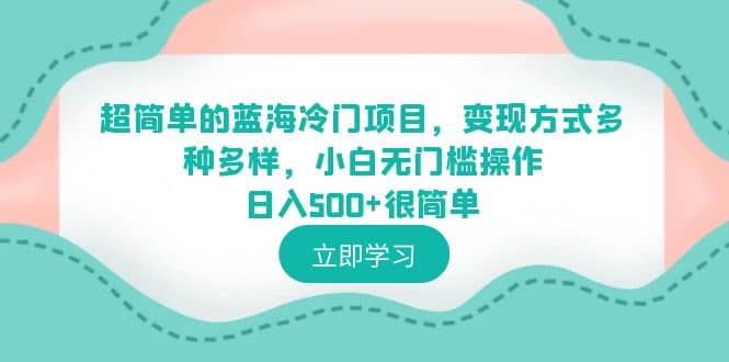 超简单的蓝海冷门项目，变现方式多种多样，小白无门槛操作日入500+很简单-飞鱼网创