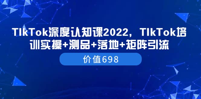 TIkTok深度认知课2022，TIkTok培训实操+测品+落地+矩阵引流（价值698）-飞鱼网创