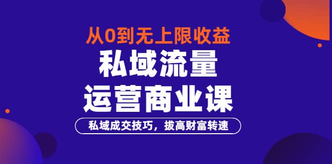 从0到无上限收益的《私域流量运营商业课》私域成交技巧，拔高财富转速-飞鱼网创