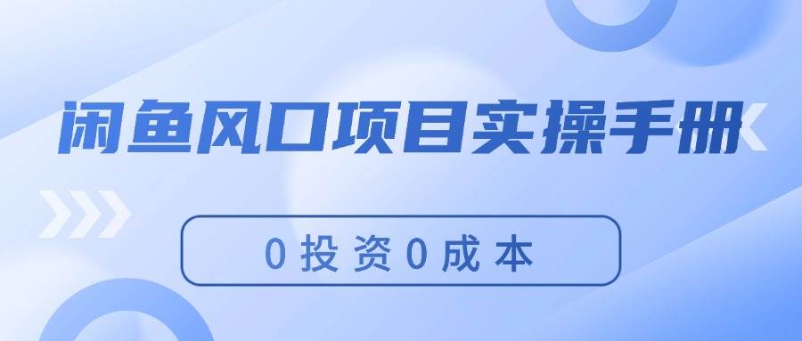 闲鱼风口项目实操手册，0投资0成本，让你做到，月入过万，新手可做-飞鱼网创