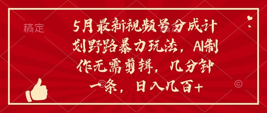 5月最新视频号分成计划野路暴力玩法，ai制作，无需剪辑。几分钟一条，…-飞鱼网创