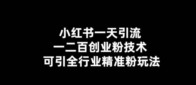 【引流必备】小红书一天引流一二百创业粉技术，可引全行业精准粉玩法-飞鱼网创