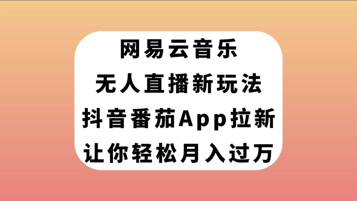 网易云音乐无人直播新玩法，抖音番茄APP拉新，让你轻松月入过万-飞鱼网创