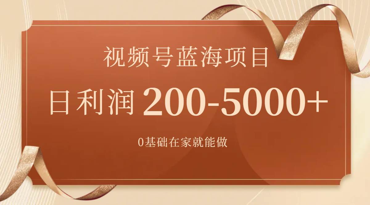 视频号蓝海项目，0基础在家也能做，一天200-5000+【附266G资料】-飞鱼网创