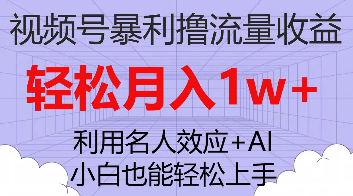 视频号暴利撸流量收益，小白也能轻松上手，轻松月入1w+-飞鱼网创