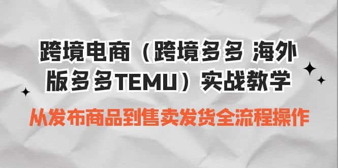 跨境电商（跨境多多 海外版多多TEMU）实操教学 从发布商品到售卖发货全流程-飞鱼网创