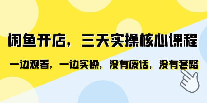 闲鱼开店，三天实操核心课程，一边观看，一边实操，没有废话，没有套路-飞鱼网创