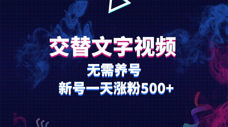 交替文字视频，无需养号，新号一天涨粉500+-飞鱼网创