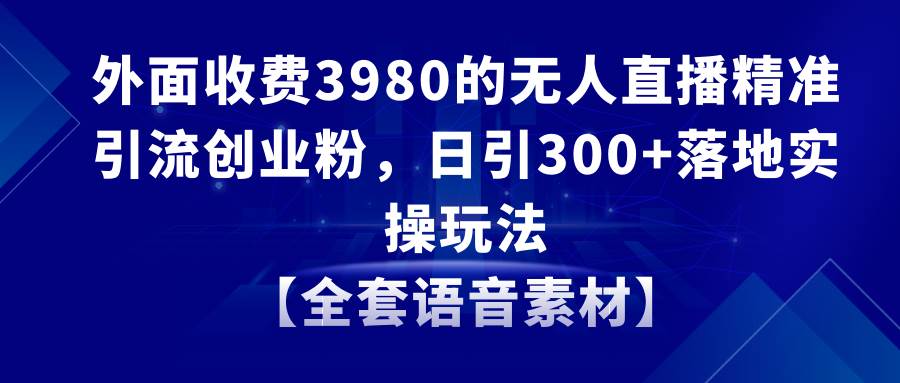 无人直播精准引流创业粉，日引300+落地实操玩法【全套语音素材】-飞鱼网创