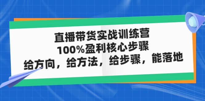 直播带货实战训练营：100%盈利核心步骤，给方向，给方法，给步骤，能落地-飞鱼网创