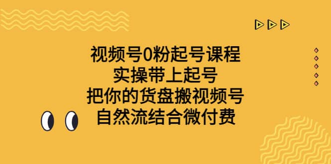 视频号0粉起号课程 实操带上起号 把你的货盘搬视频号 自然流结合微付费-飞鱼网创