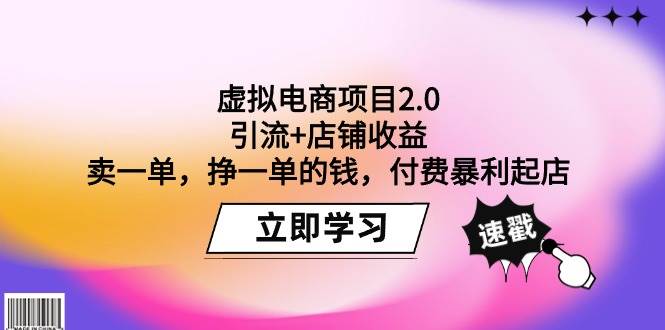 虚拟电商项目2.0：引流+店铺收益  卖一单，挣一单的钱，付费暴利起店-飞鱼网创