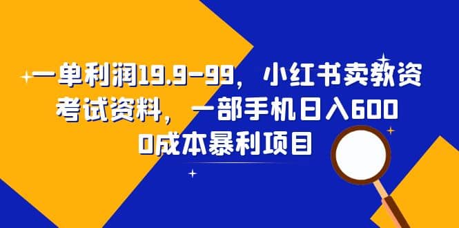 一单利润19.9-99，小红书卖教资考试资料，一部手机日入600（教程+资料）-飞鱼网创