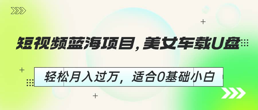 短视频蓝海项目，美女车载U盘，轻松月入过万，适合0基础小白-飞鱼网创