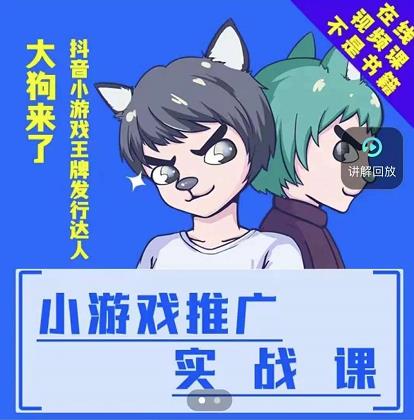 大狗来了：小游戏推广实战课，带你搭建一个游戏推广变现账号-飞鱼网创