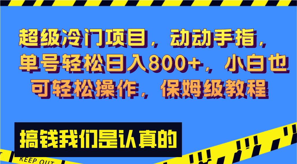 超级冷门项目,动动手指，单号轻松日入800+，小白也可轻松操作，保姆级教程-飞鱼网创