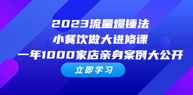 2023流量 爆锤法，小餐饮做大进修课，一年1000家店亲身案例大公开-飞鱼网创