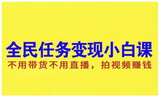 抖音全民任务变现小白课，不用带货不用直播，拍视频就能赚钱-飞鱼网创