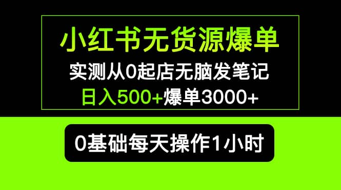 小红书无货源爆单 实测从0起店无脑发笔记爆单3000+长期项目可多店-飞鱼网创