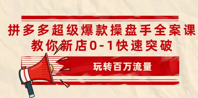 拼多多超级爆款操盘手全案课，教你新店0-1快速突破，玩转百万流量-飞鱼网创