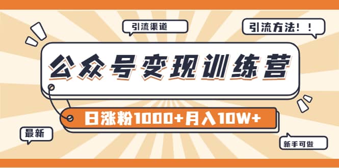 【某公众号变现营第二期】0成本日涨粉1000+让你月赚10W+（8月24号更新）-飞鱼网创