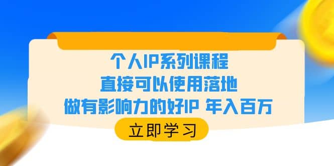 个人IP系列课程，直接可以使用落地，做有影响力的好IP 年入百万-飞鱼网创