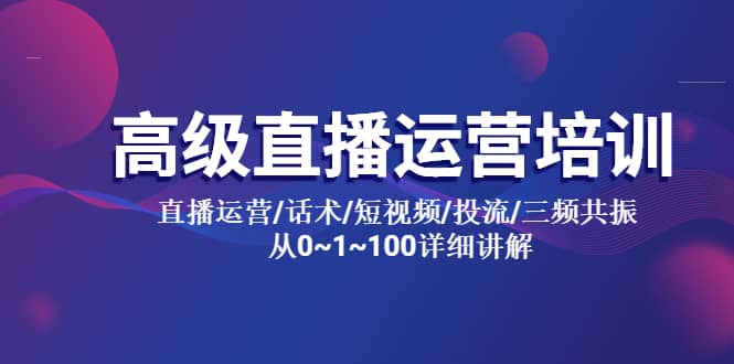 高级直播运营培训 直播运营/话术/短视频/投流/三频共振 从0~1~100详细讲解-飞鱼网创