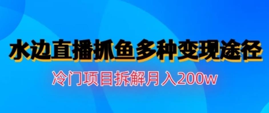 水边直播抓鱼，多种变现途径冷门项目，月入200w拆解【揭秘】-飞鱼网创