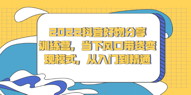 2022抖音好物分享训练营，当下风口带货变现模式，从入门到精通-飞鱼网创