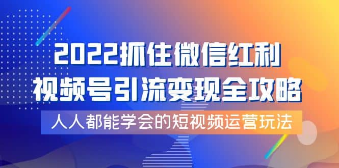 2022抓住微信红利，视频号引流变现全攻略，人人都能学会的短视频运营玩法-飞鱼网创