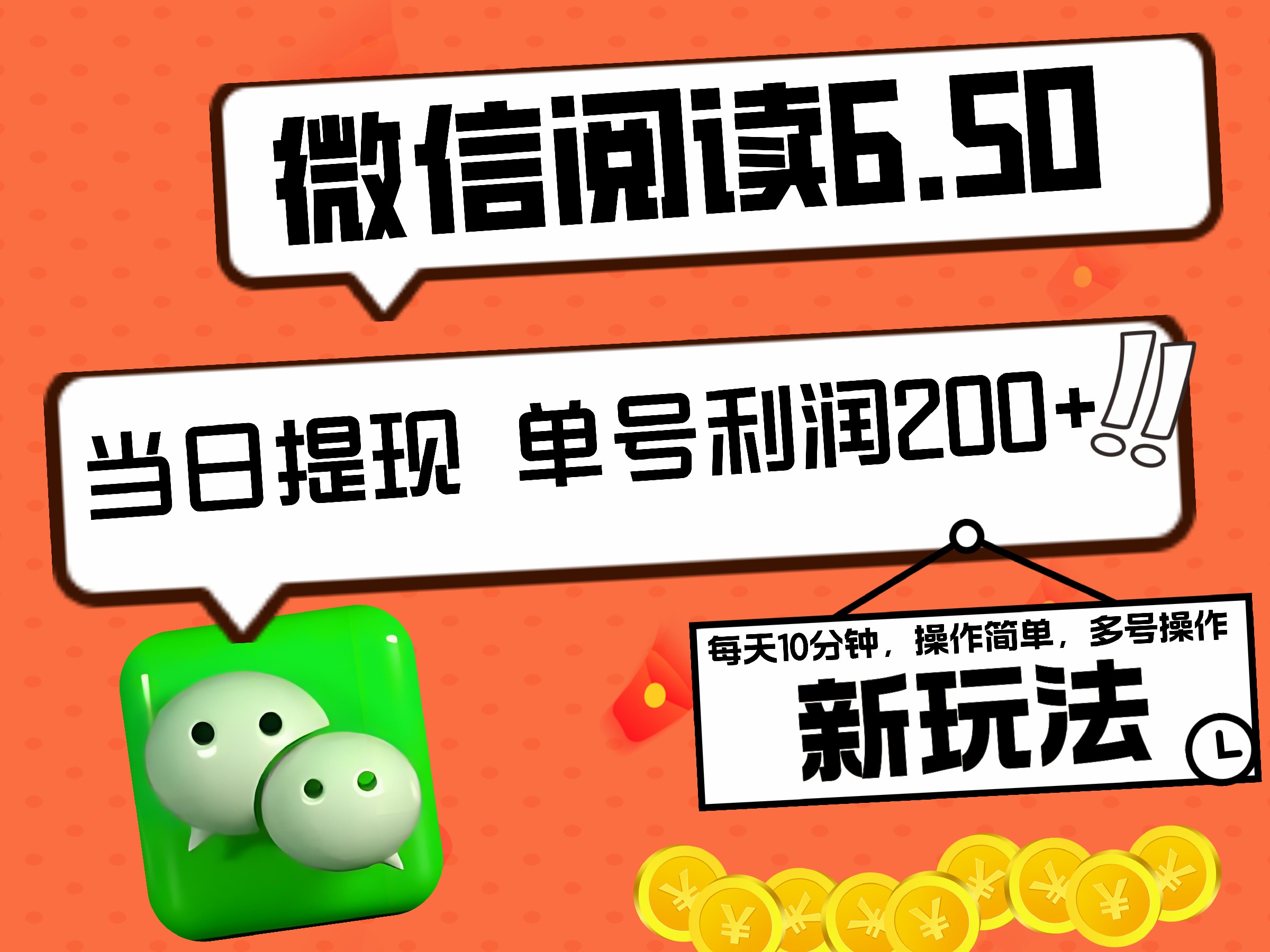 2024最新微信阅读6.50新玩法，5-10分钟 日利润200+，0成本当日提现，可矩阵多号操作-飞鱼网创